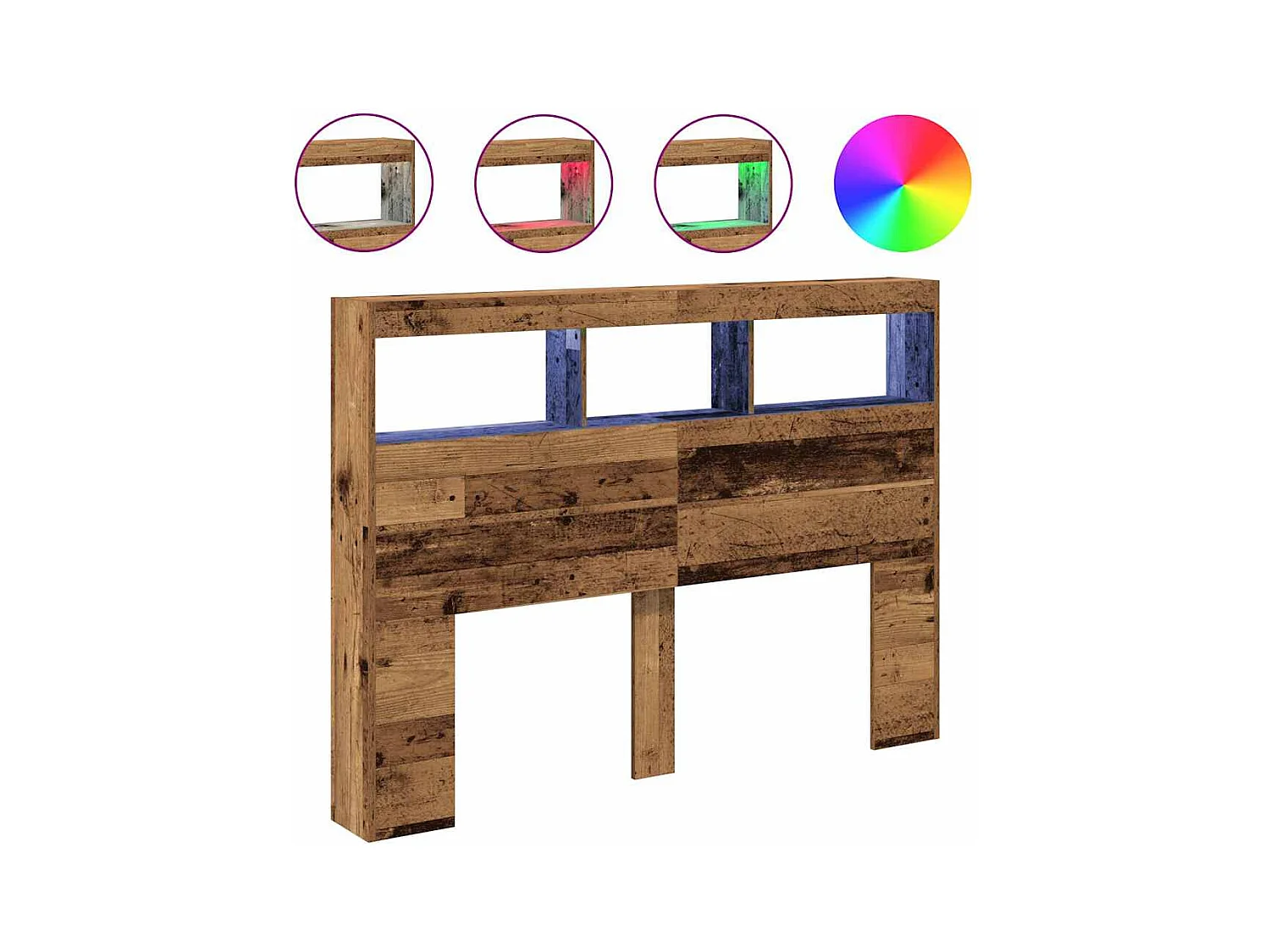 Cabecero de armario con LED madera vieja 140x17x102 cm