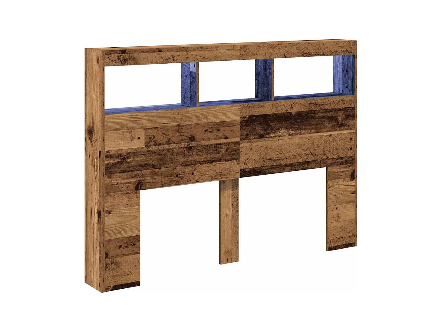 Cabecero de armario con LED madera vieja 140x17x102 cm
