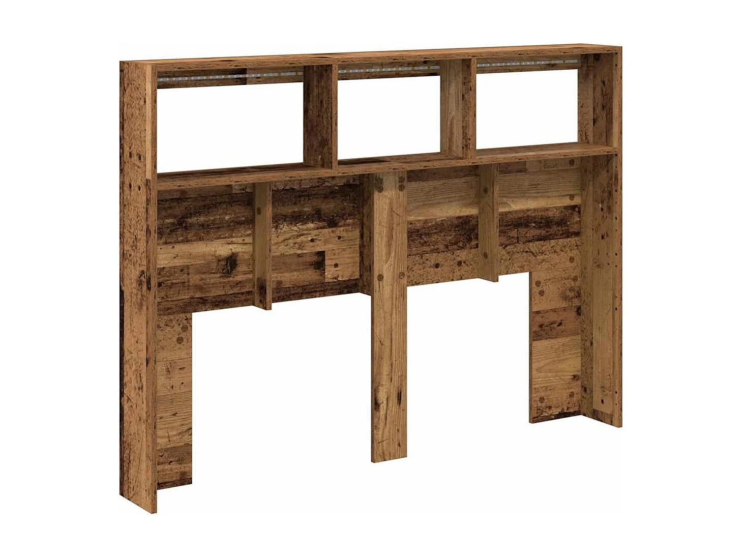 Armoire tête de lit avec LED vieux bois 140x17x102 cm