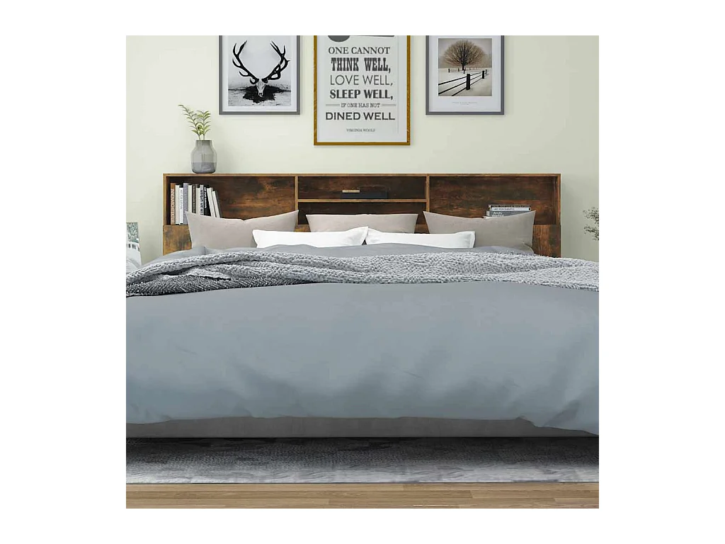 Armoire de tête de lit Chêne fumé 220x19x103,5 cm