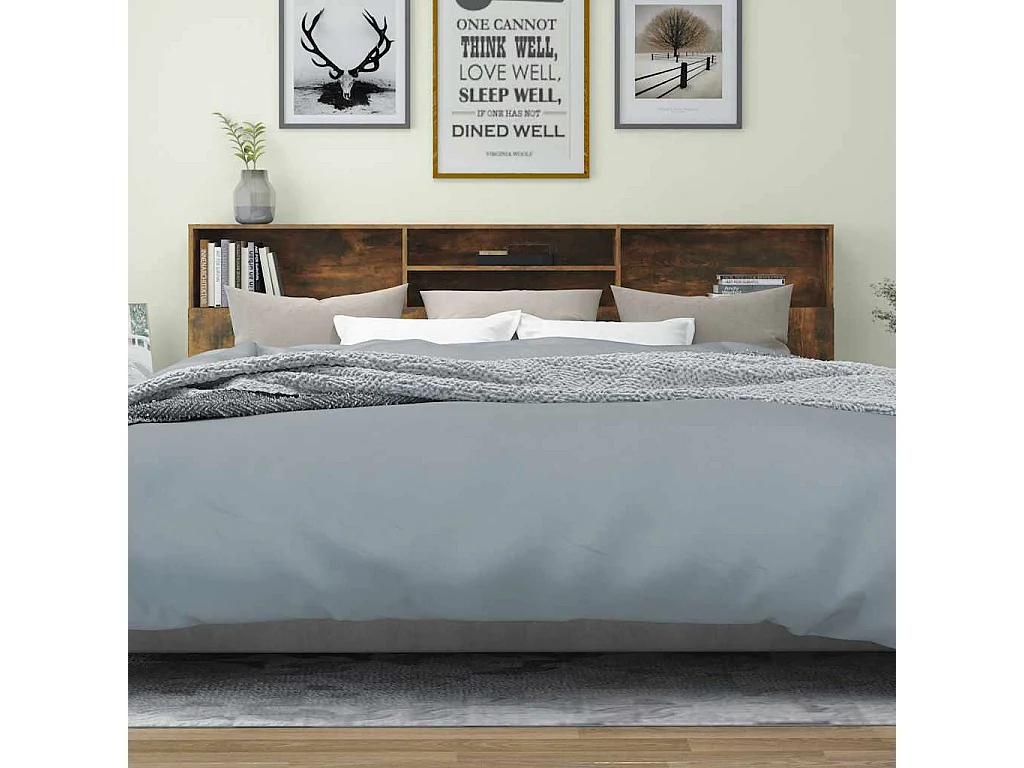 Armoire de tête de lit Chêne fumé 220x19x103,5 cm