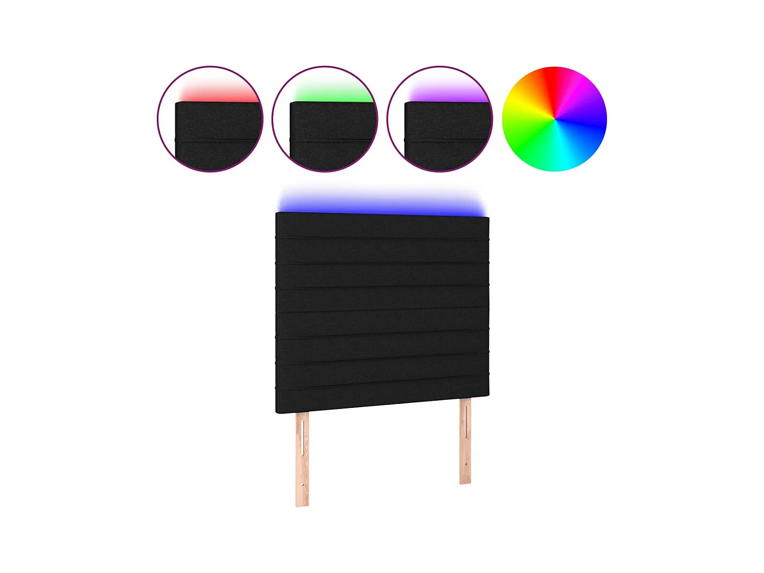 Cabecero LED Negro 100x5x118/128 cm Tela