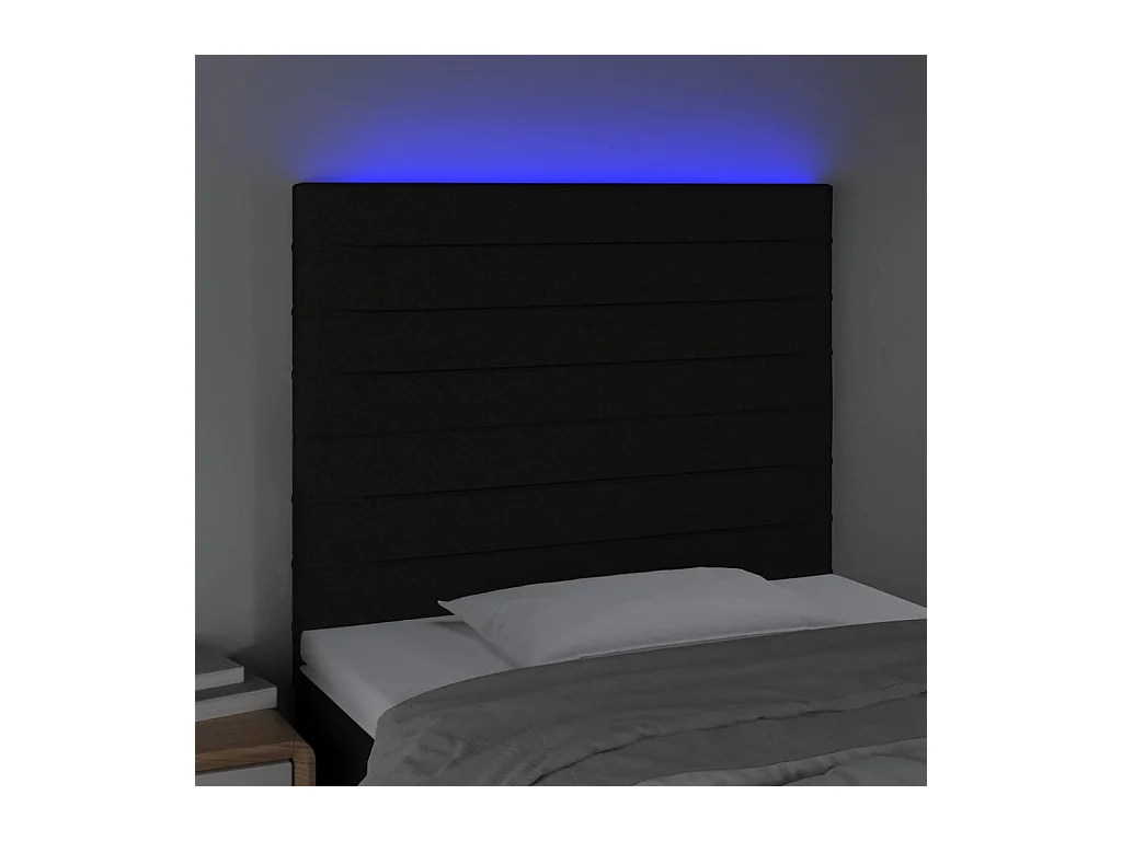Cabecero LED Negro 100x5x118/128 cm Tela