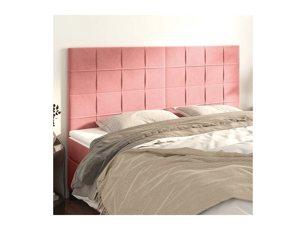 Têtes de lit 4 pcs Rose 100x5x78/88 cm Velours