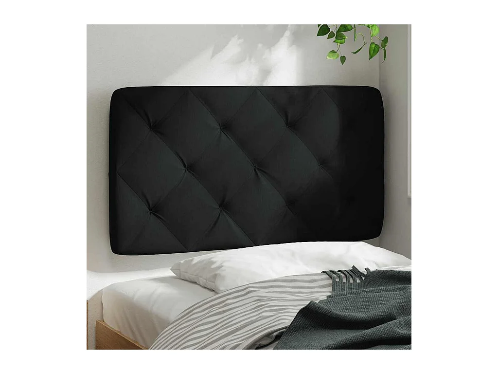 Zwarte hoofdbordkussen 90 cm stof