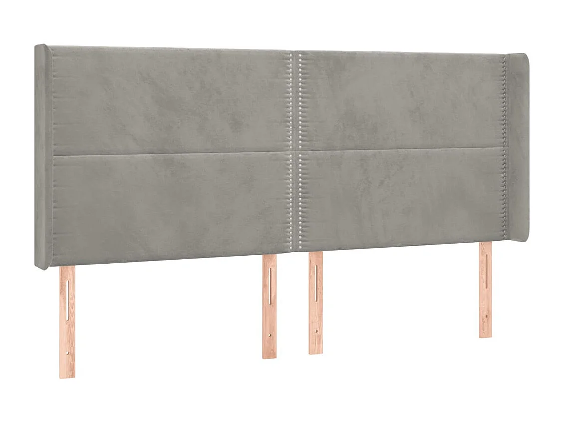 Testiera LED Grigio Chiaro 203x16x118/128 cm Velluto