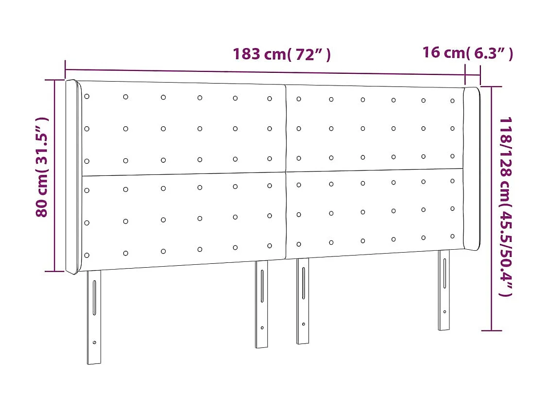 LED Hoofdbord Roze 183x16x118/128 cm Fluweel