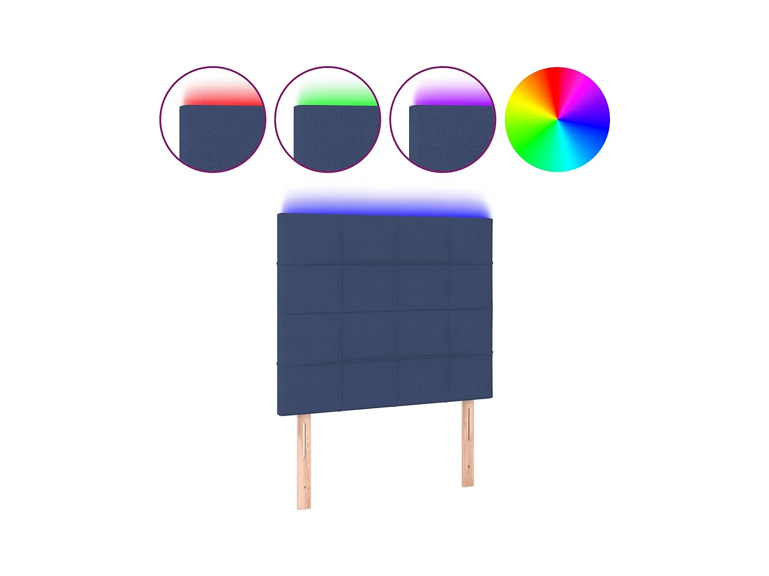 LED Hoofdbord Blauw 80x5x118/128 cm Stof