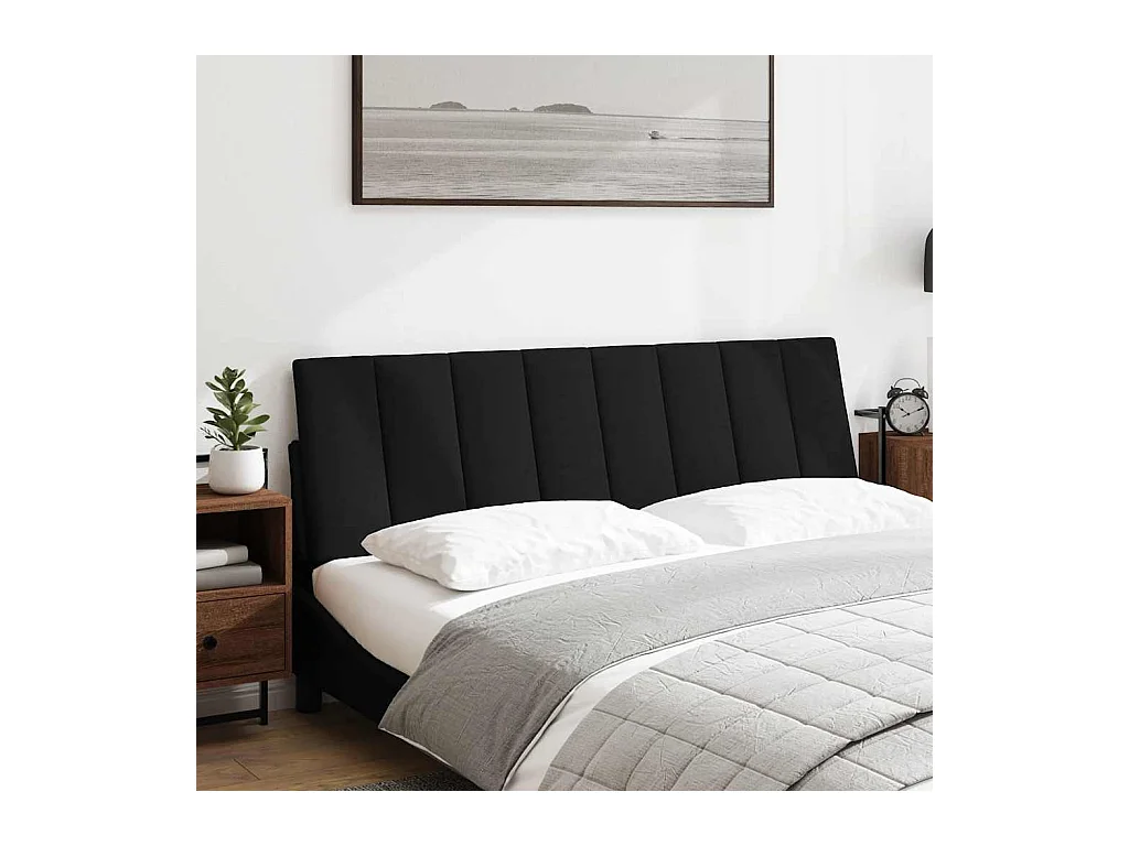 Zwarte hoofdbordkussen 160 cm stof