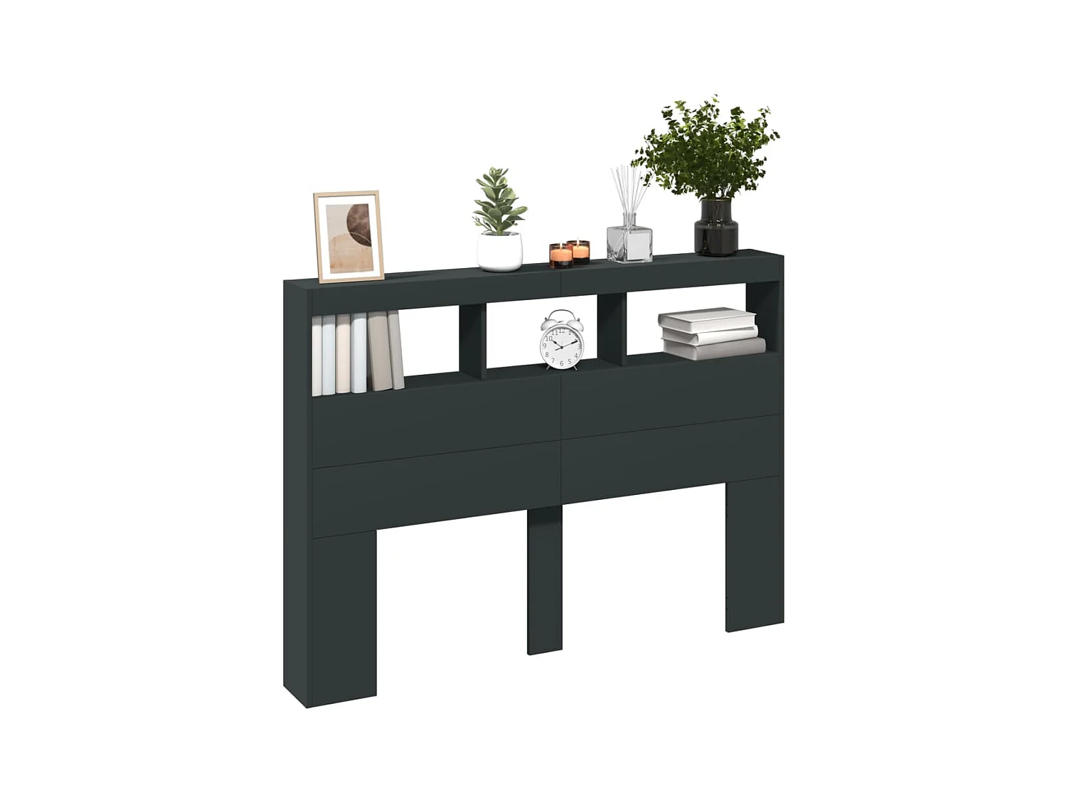 Hoofdbord kledingkast met LED zwart 140x17x102 cm