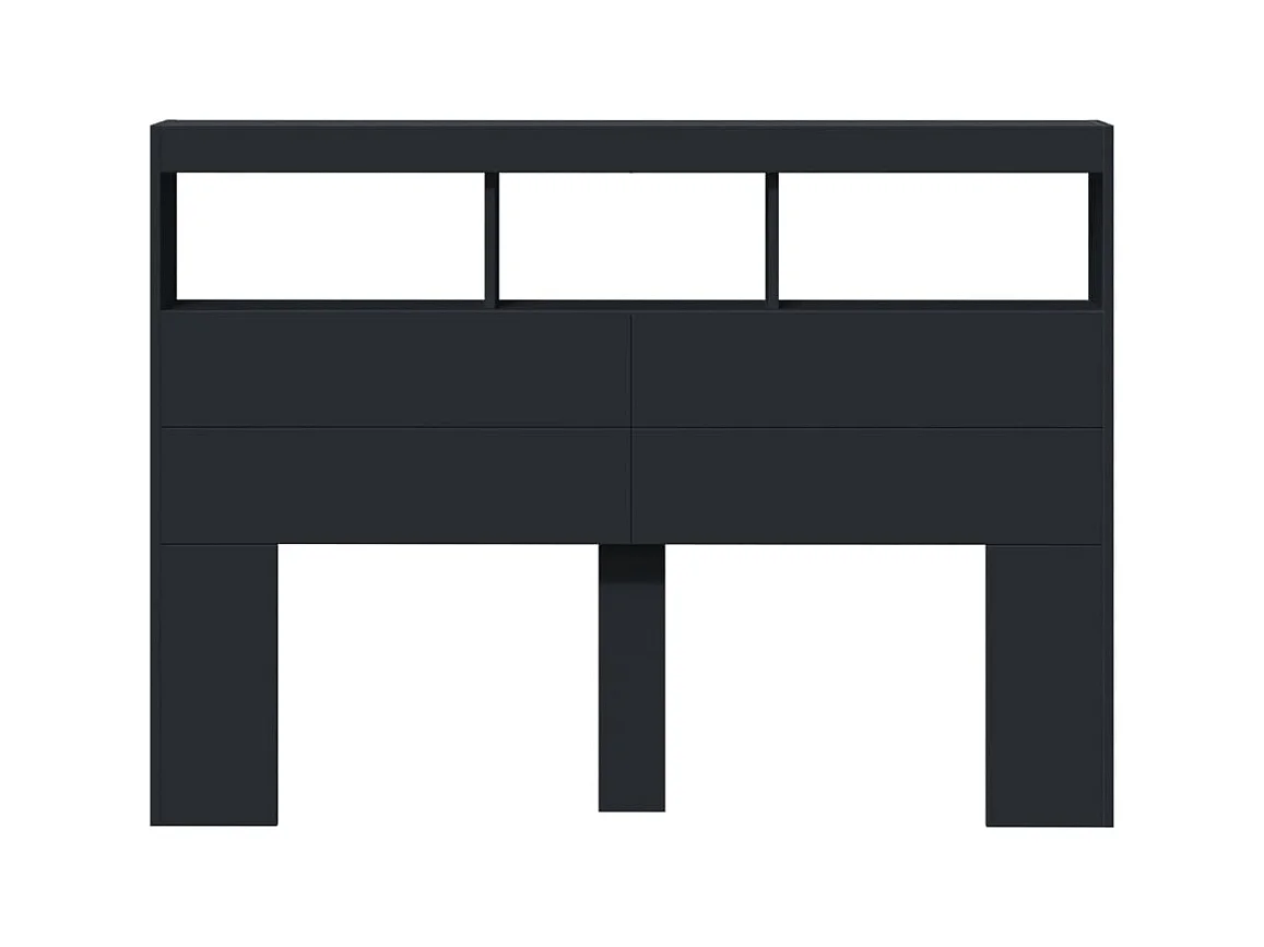 Hoofdbord kledingkast met LED zwart 140x17x102 cm