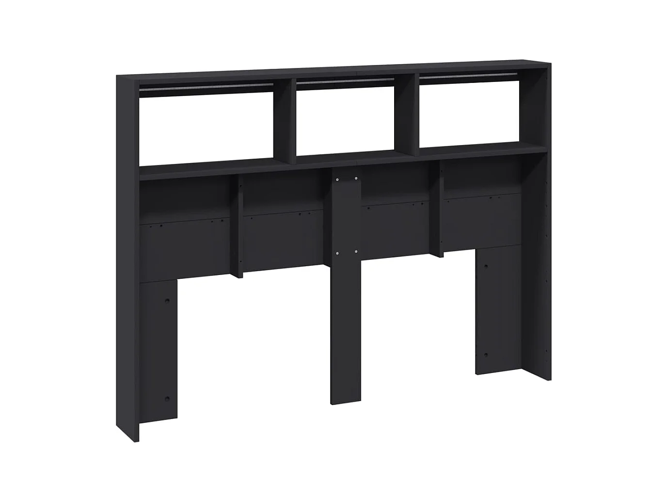 Hoofdbord kledingkast met LED zwart 140x17x102 cm