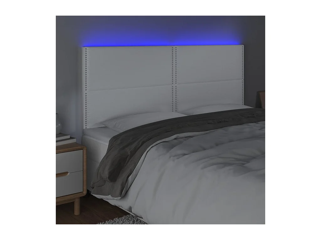 Tête de lit à LED Blanc 200x5x118/128 cm Similicuir