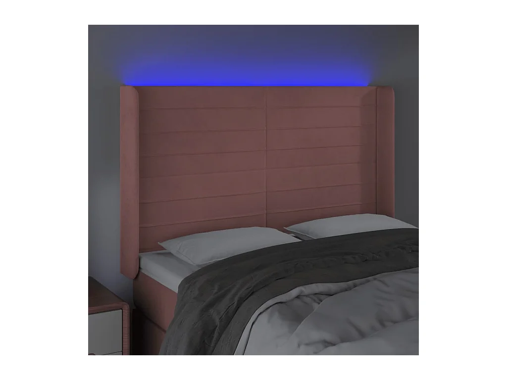 LED Hoofdbord Roze 147x16x118/128 cm Fluweel