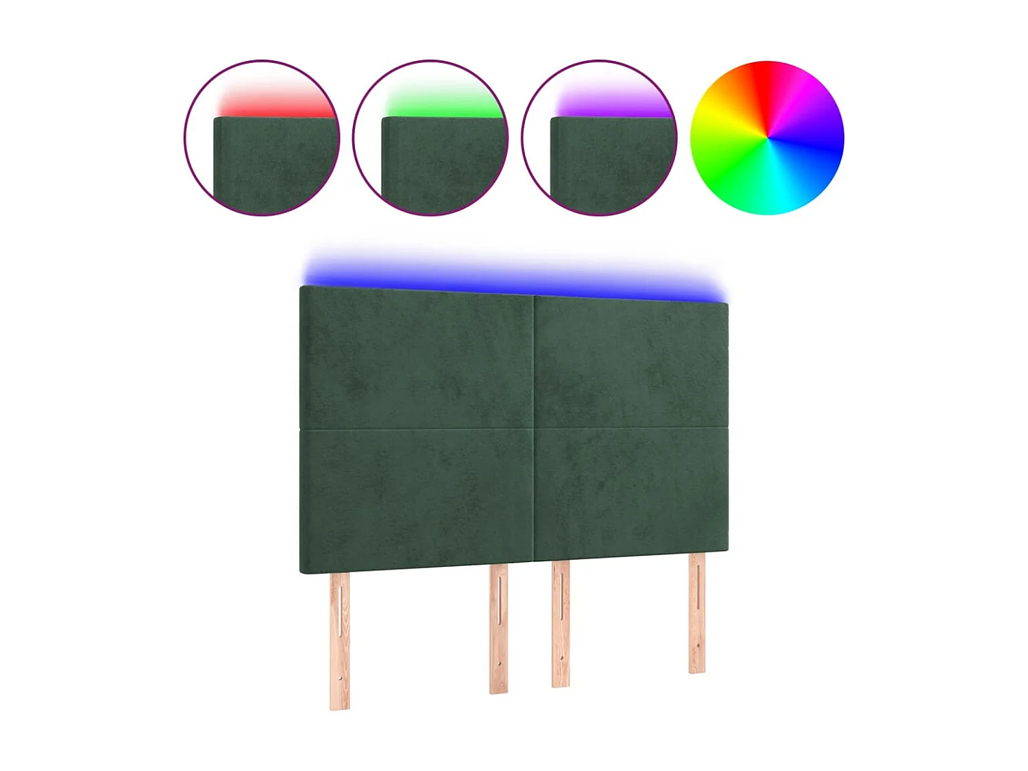 LED Hoofdbord Donkergroen 144x5x118/128 cm Fluweel