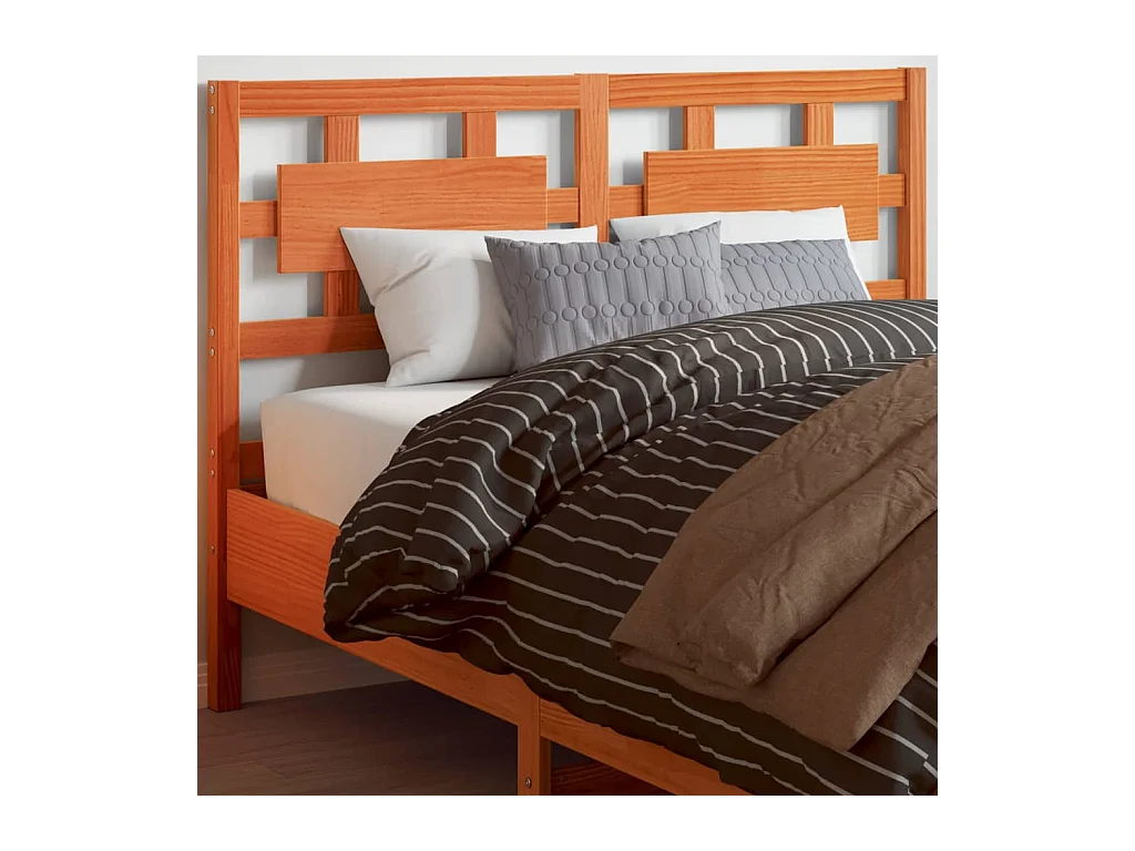 Testiera in legno massello di pino da 135 cm in cera marrone