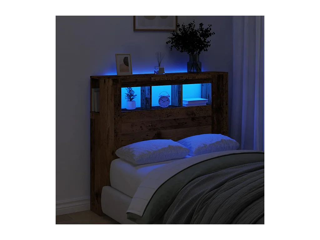 Testiera LED in legno vecchio 120x18,5x103,5cm in legno ingegnerizzato