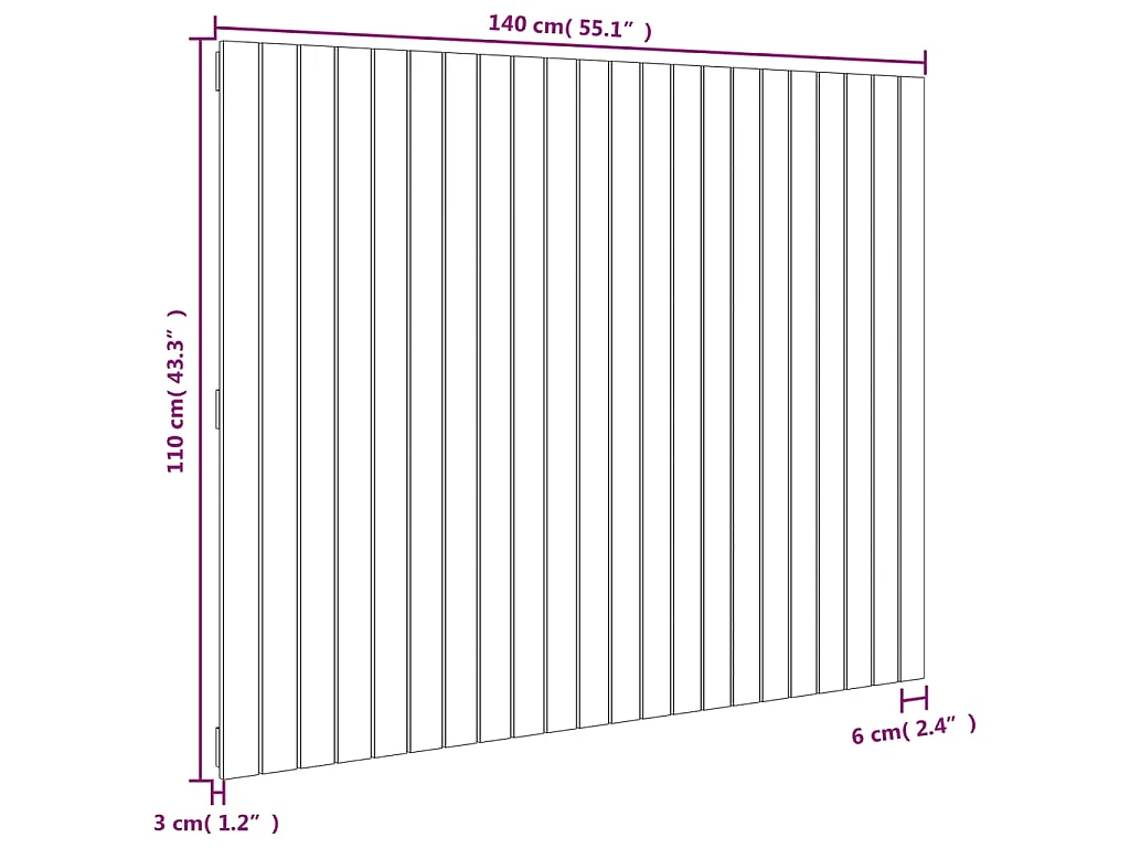 Tête de lit murale Blanc 140x3x110 cm Bois massif de pin