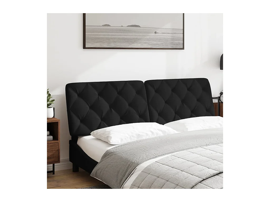 Zwart hoofdbordkussen 160 cm fluweel