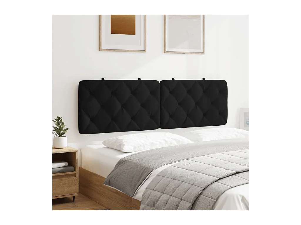 Zwart hoofdbordkussen 160 cm fluweel