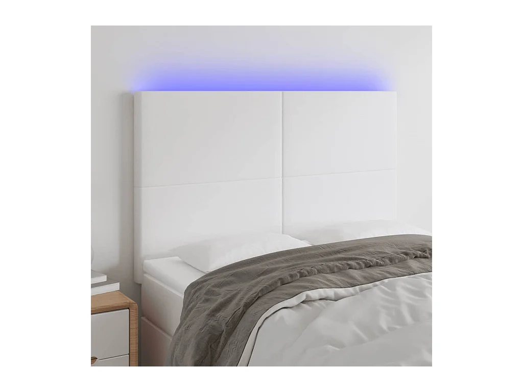 LED Hoofdbord Wit 144x5x118/128 cm Kunstleer