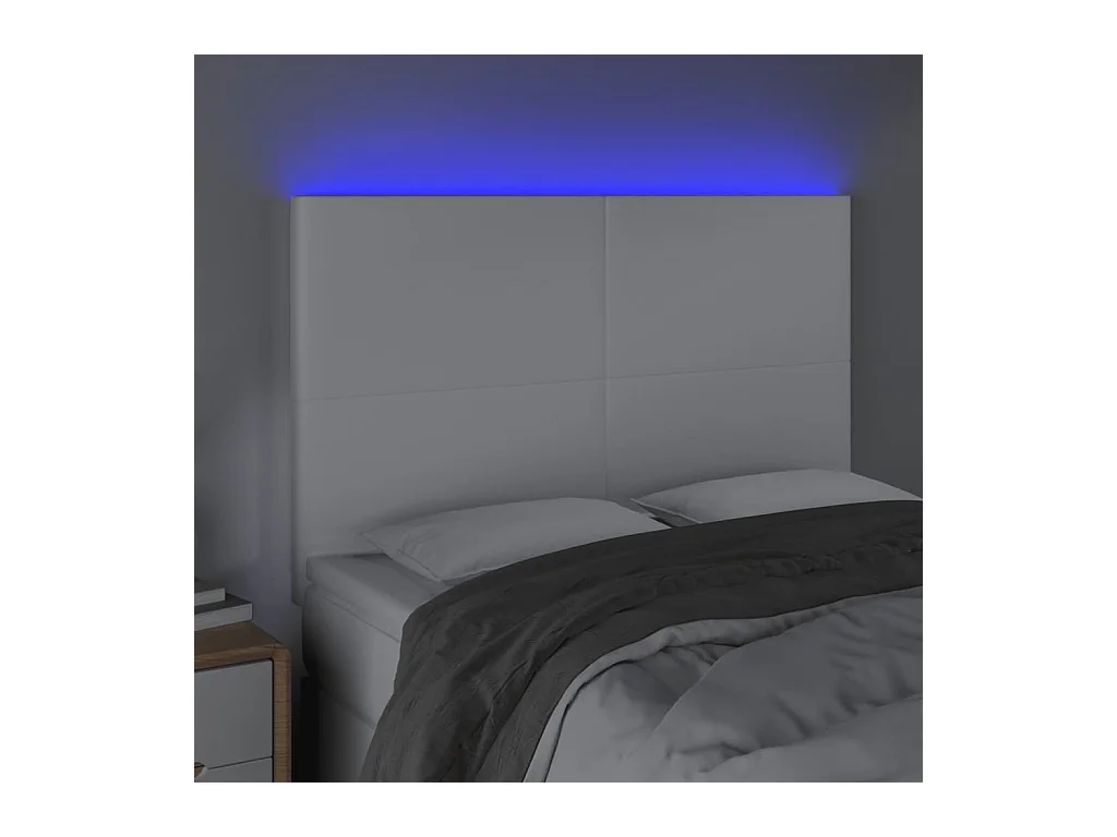 LED Hoofdbord Wit 144x5x118/128 cm Kunstleer