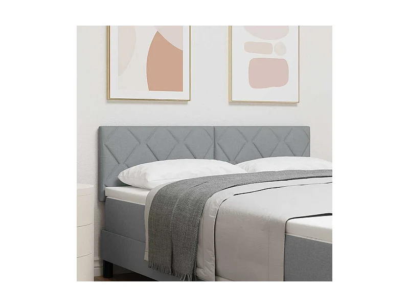 Testiera con luci LED Tessuto grigio chiaro 144 cm