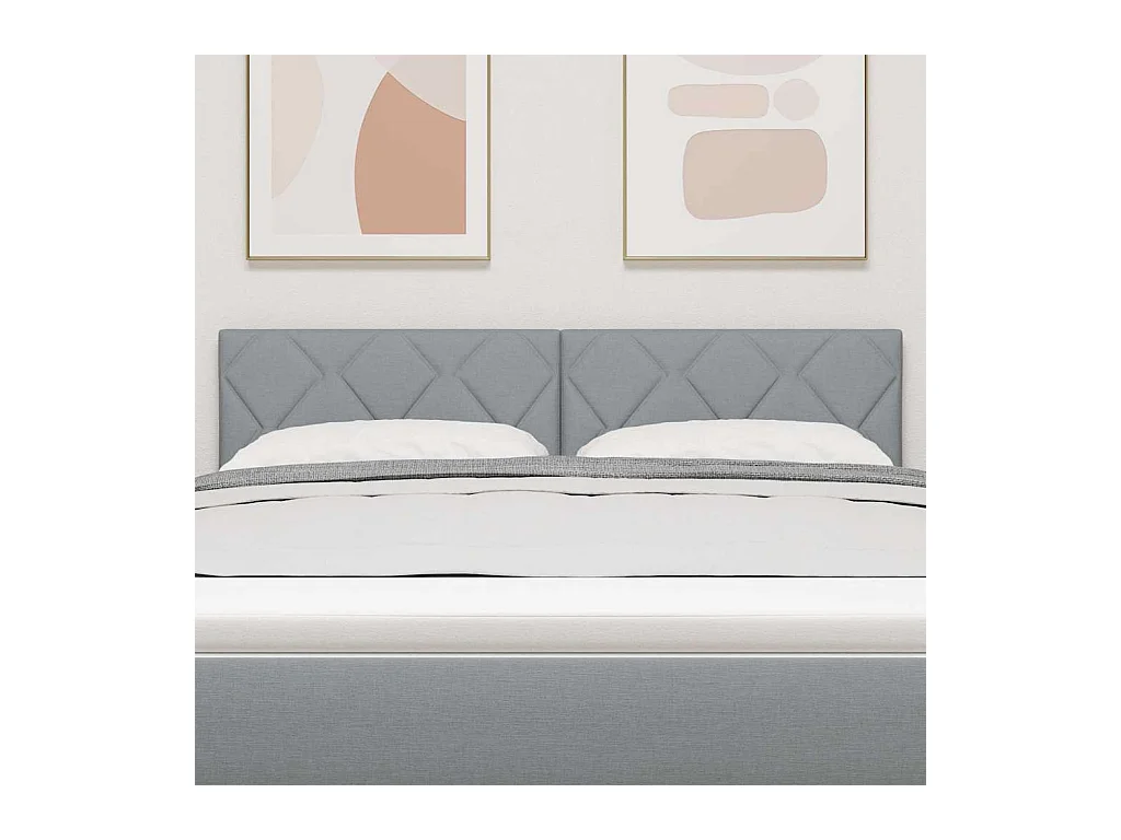 Testiera con luci LED Tessuto grigio chiaro 144 cm