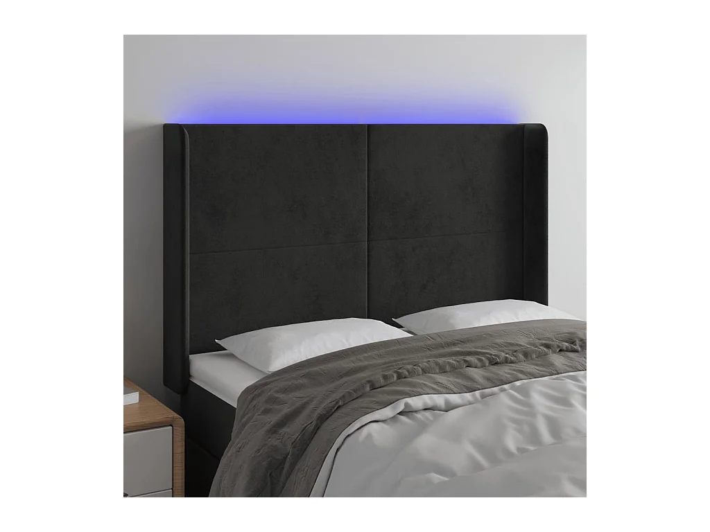Cabecero LED Negro 147x16x118/128 cm Terciopelo