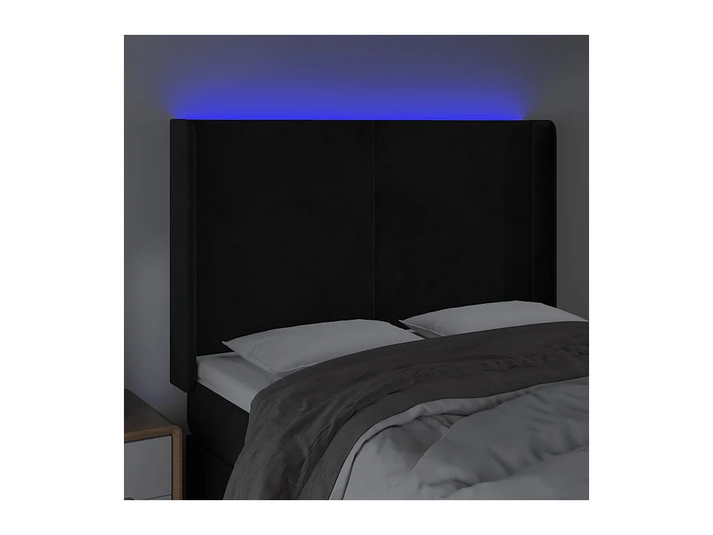 Cabecero LED Negro 147x16x118/128 cm Terciopelo