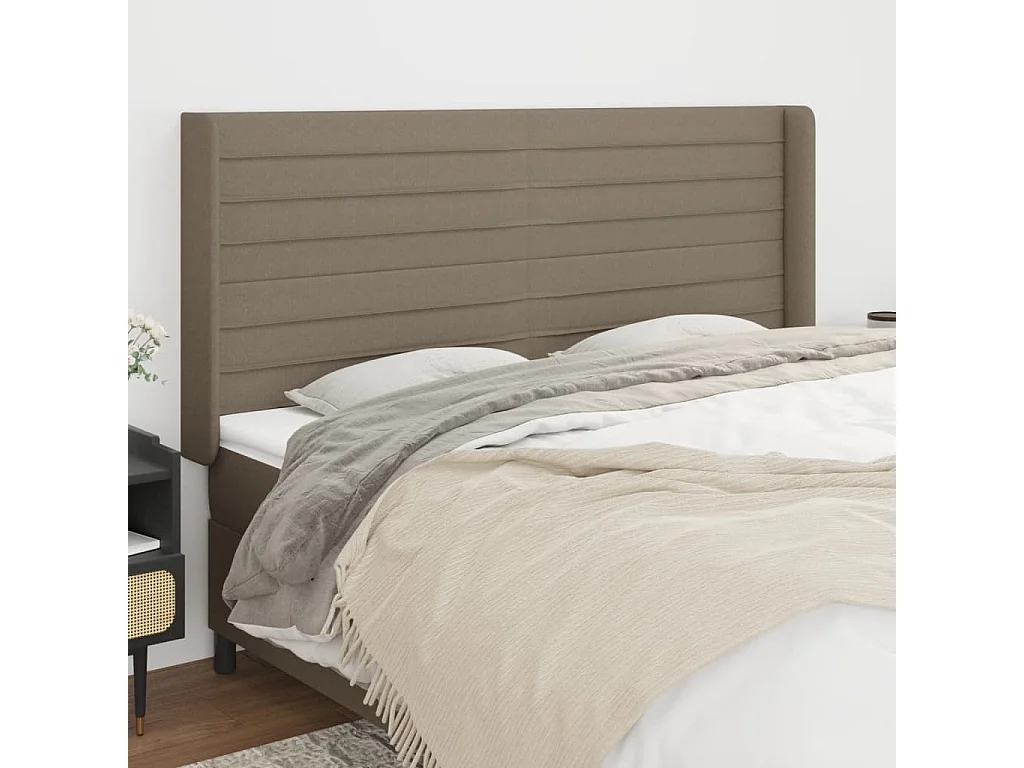 Tête de lit avec oreilles Taupe 203x16x118/128 cm Tissu