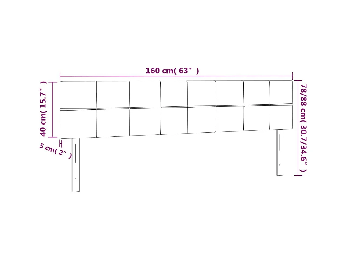 Kopfteile 2 Stk. Dunkelgrau 80x5x78/88 cm Samt