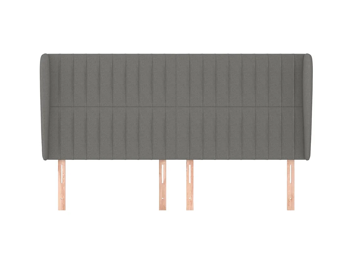 Tête de lit avec oreilles Gris foncé 203x23x118/128 cm Tissu