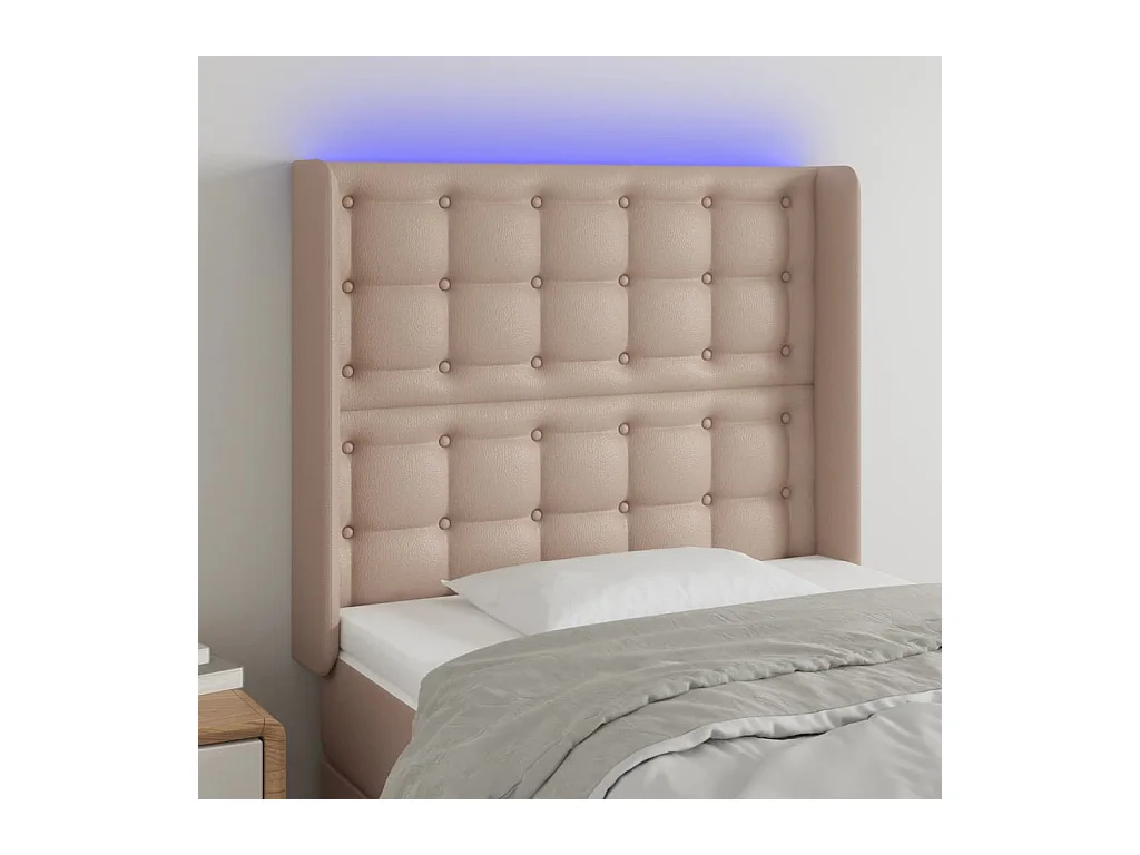 LED-Kopfteil Cappuccino 83x16x118/128 cm Kunstleder