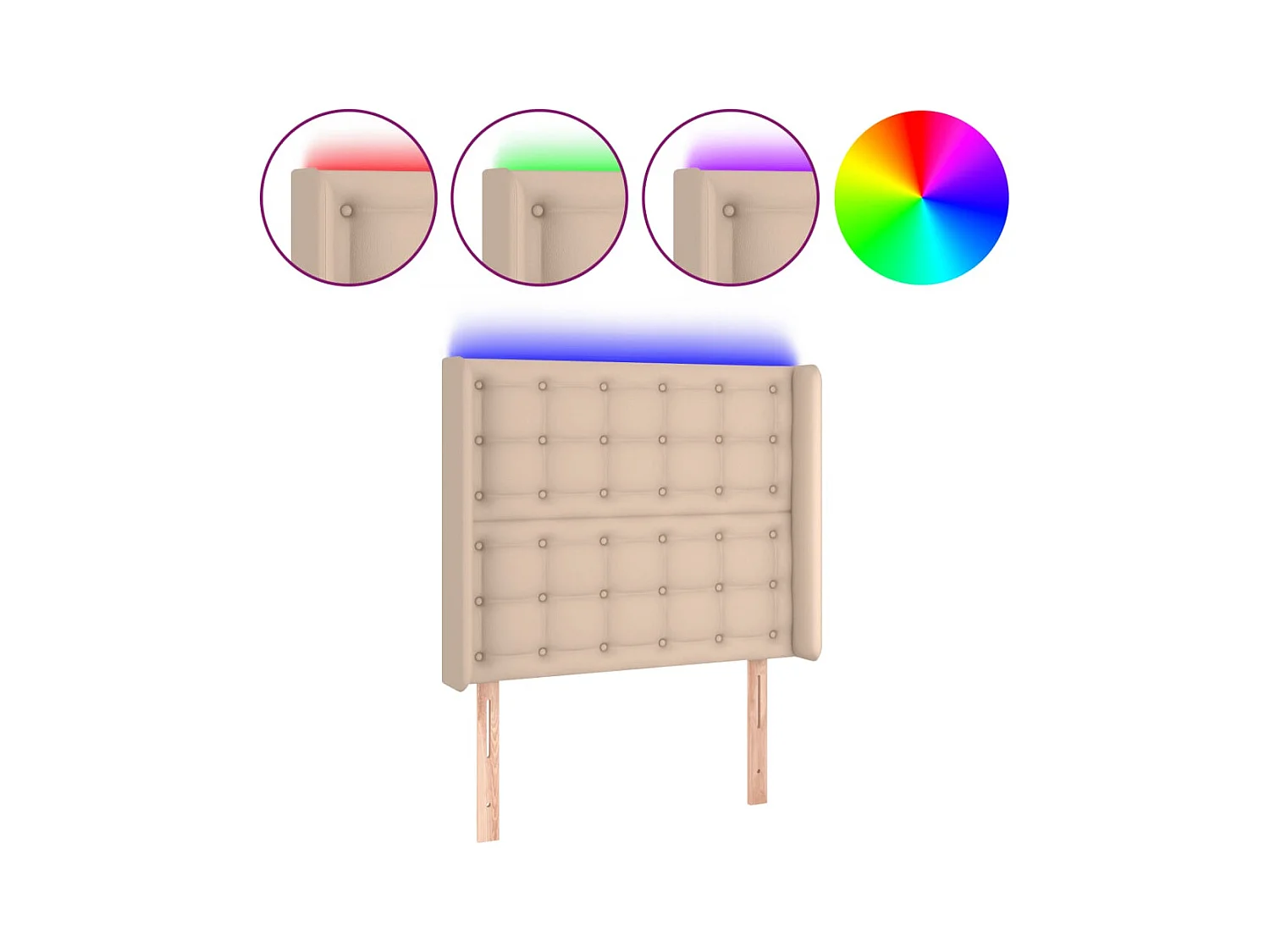 LED-Kopfteil Cappuccino 83x16x118/128 cm Kunstleder