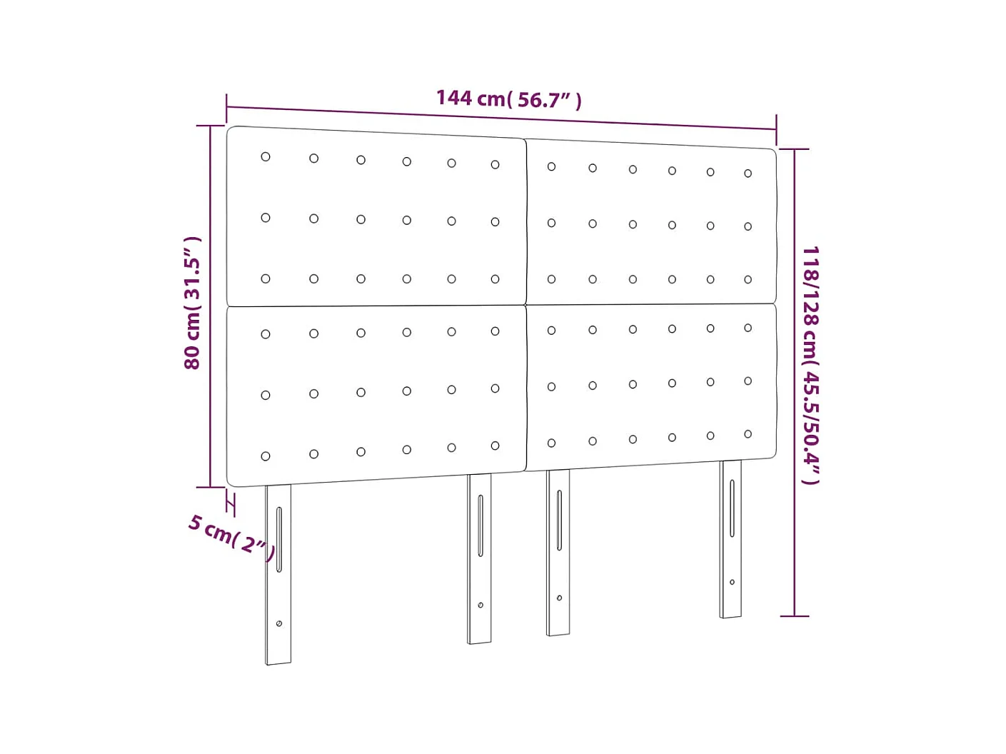 Têtes de lit 4 pcs Rose 72x5x78/88 cm Velours