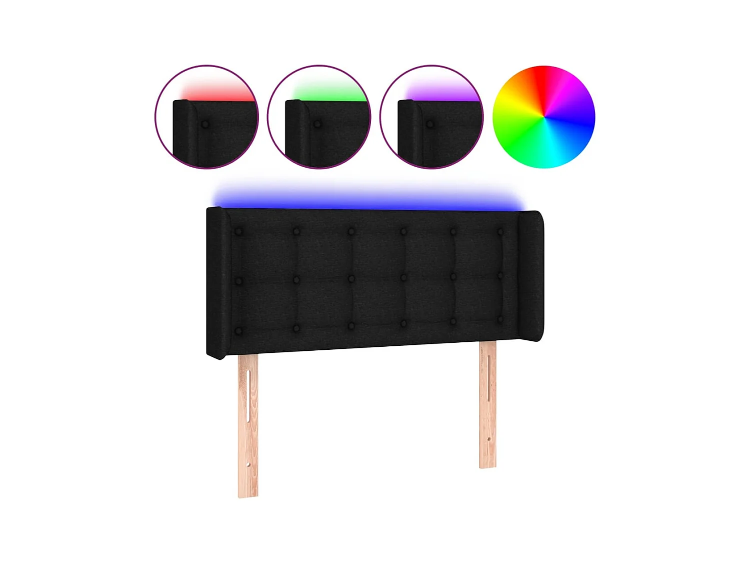 LED hoofdbord Zwart 93x16x78/88 cm Stof