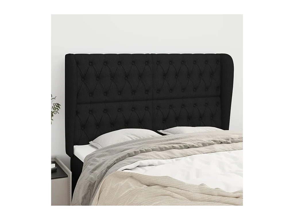 Testiera con ali Nero 147x23x118/128 cm Tessuto