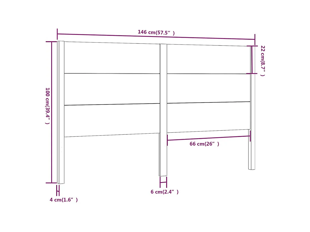 Cabecero blanco 146x4x100 cm Madera maciza de pino