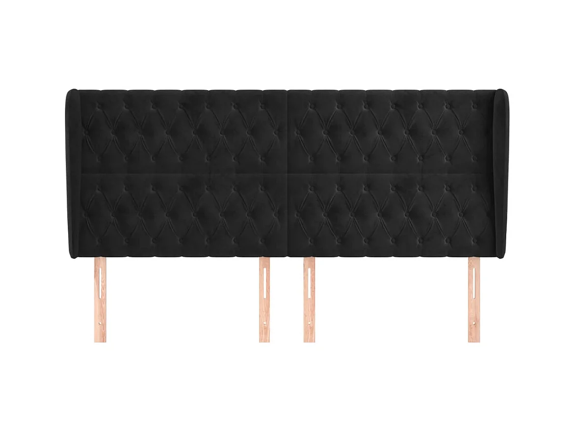 Hoofdbord met vleugels Zwart 183x23x118/128 cm Fluweel