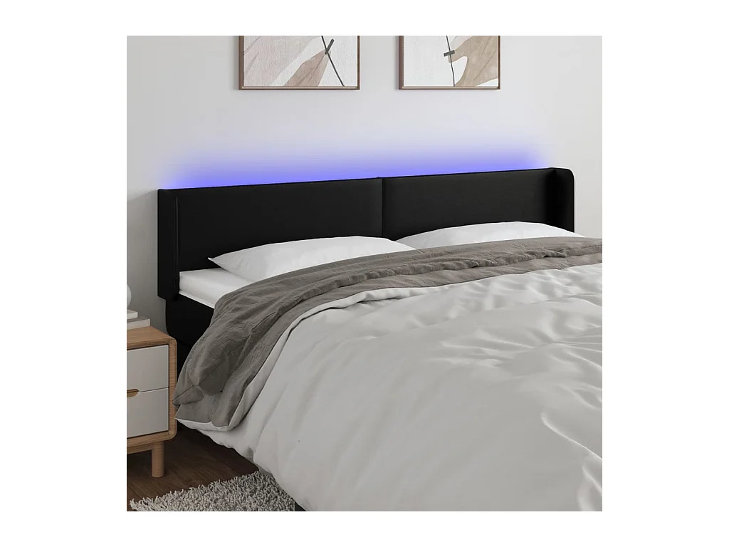 Cabecero LED Negro 163x16x78/88 cm Piel Sintética