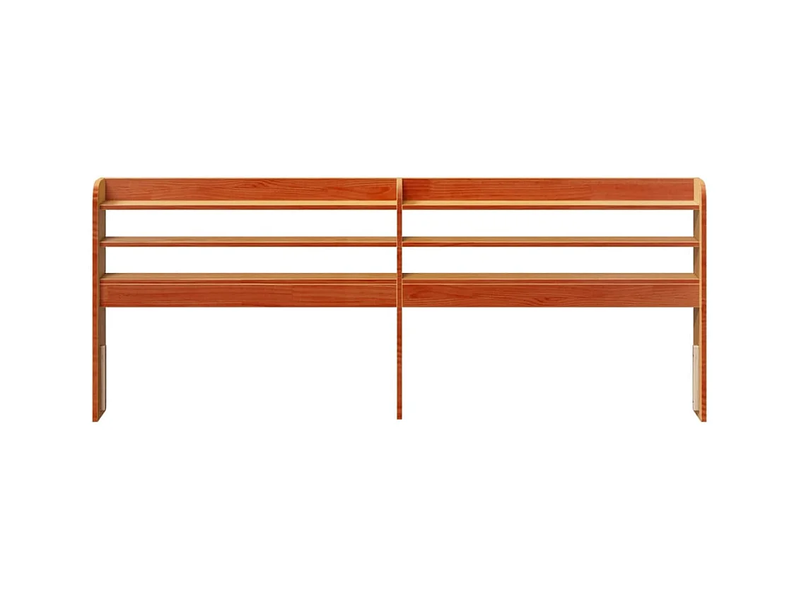 Cabecero con estantes, marrón cera, 180 cm, madera maciza de pino