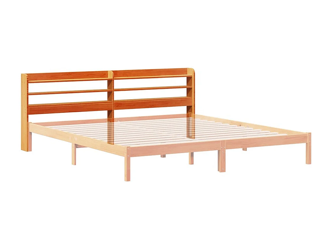 Cabecero con estantes, marrón cera, 180 cm, madera maciza de pino