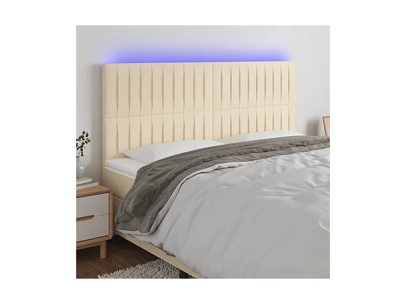 LED Hoofdbord Crème 200x5x118/128 cm Stof