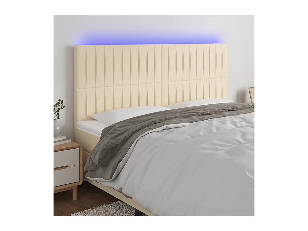 LED Hoofdbord Crème 200x5x118/128 cm Stof