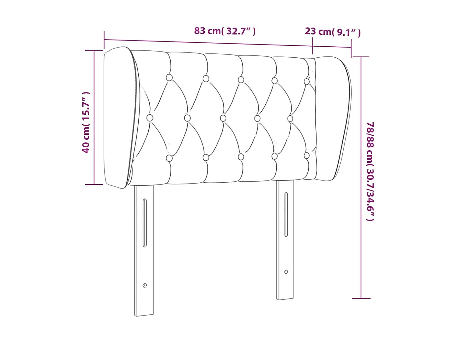 Hoofdbord met oren Blauw 83x23x78/88 cm Stof