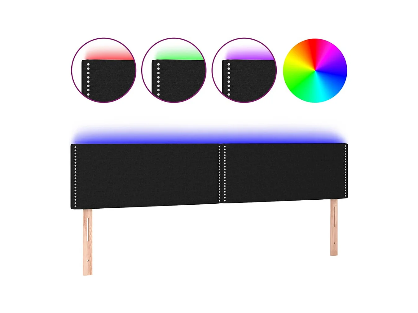 LED-Kopfteil Schwarz 200x5x78/88 cm Stoff