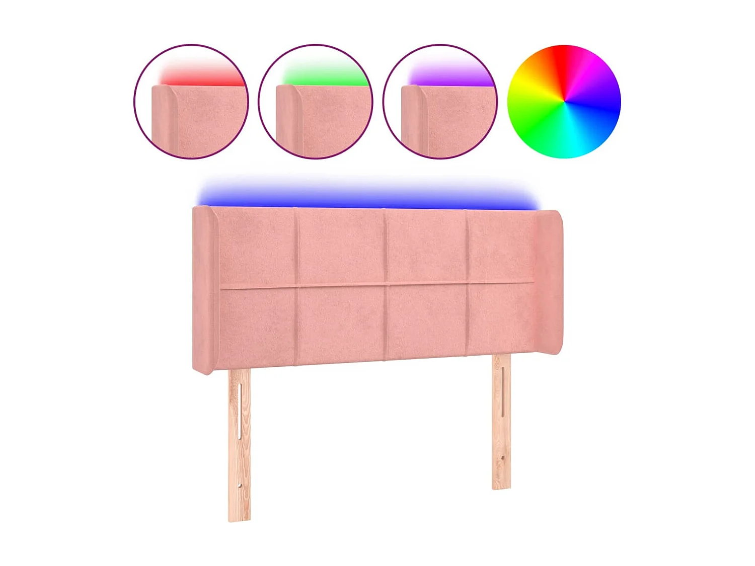 LED-Kopfteil Rosa 83x16x78/88 cm Samt