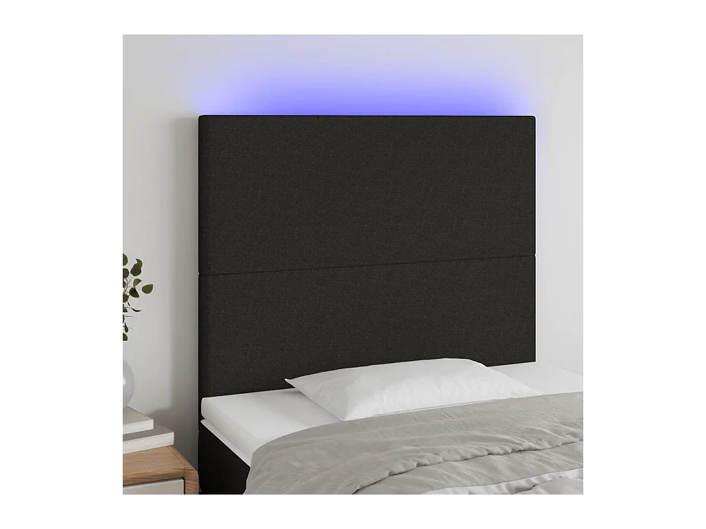 Tête de lit à LED Noir 80x5x118/128 cm Tissu