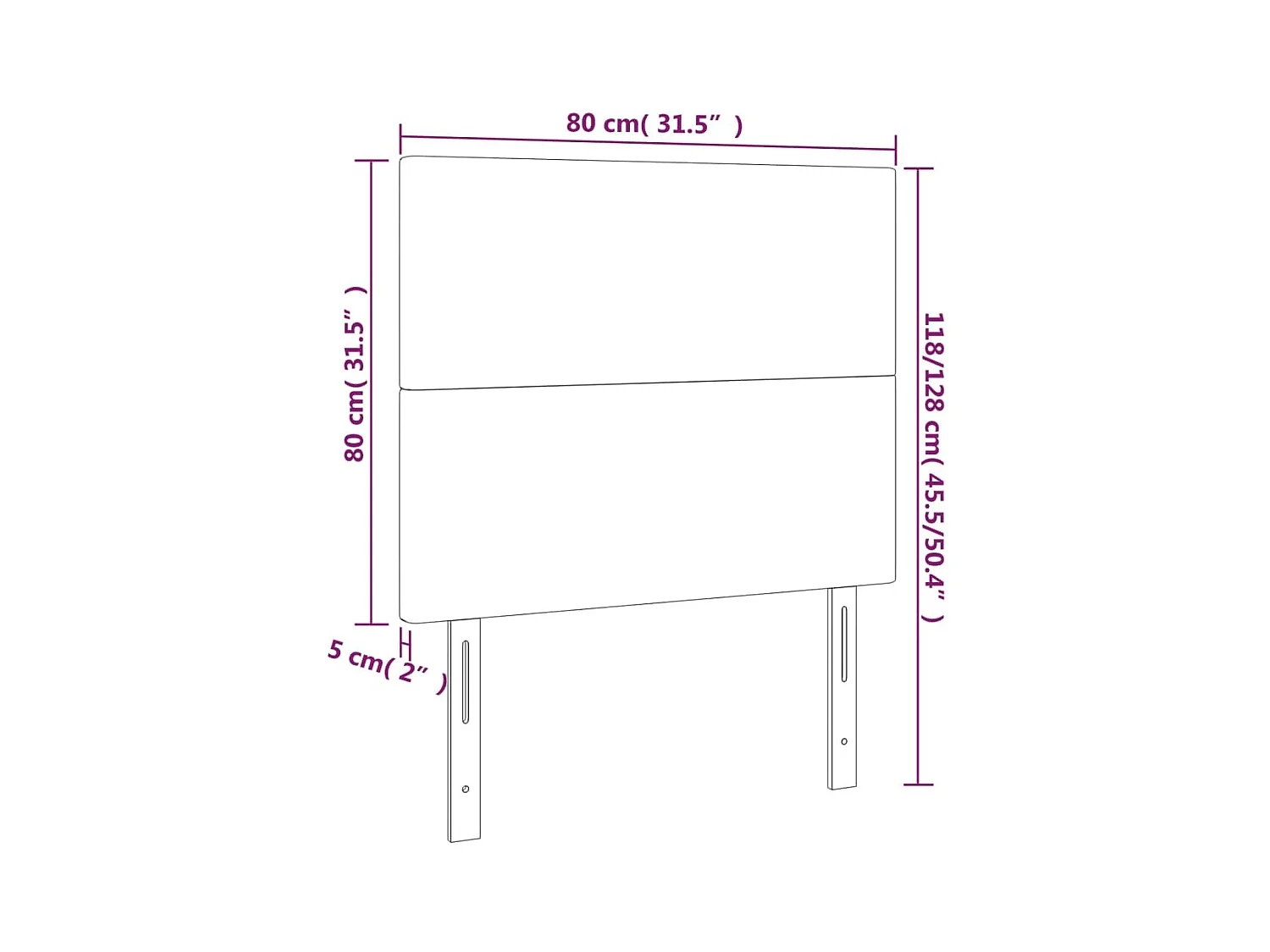Tête de lit à LED Noir 80x5x118/128 cm Tissu